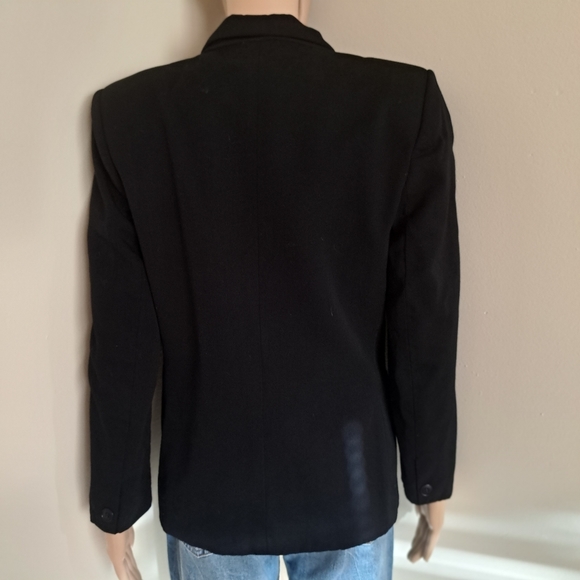 Vtg. 80's Paul Stanley/Coco Beland Black Wool Boxy Classic Blazer 6 - Picture 8 of 10
